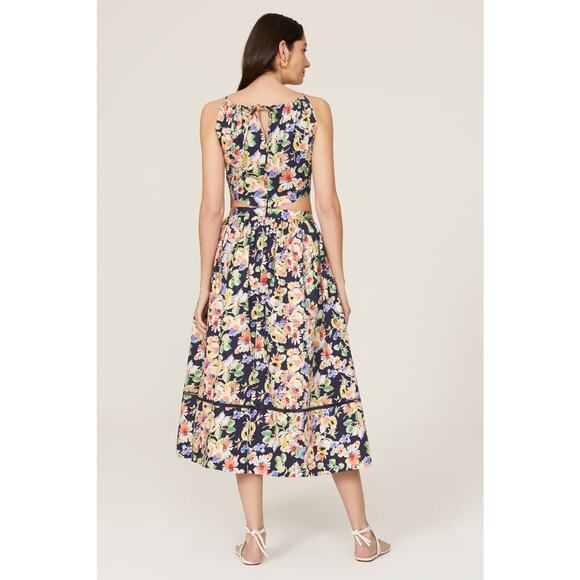 Something Navy Floral Cutout Sleeveless A-Line Midi Dress Size Small - Picture 3 of 15